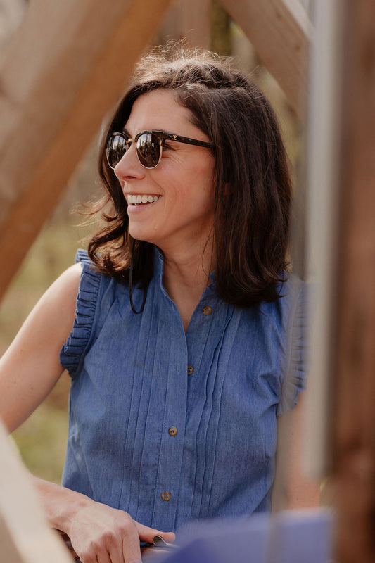 Sleeveless Charlotte Blouse - Dungaree Blue