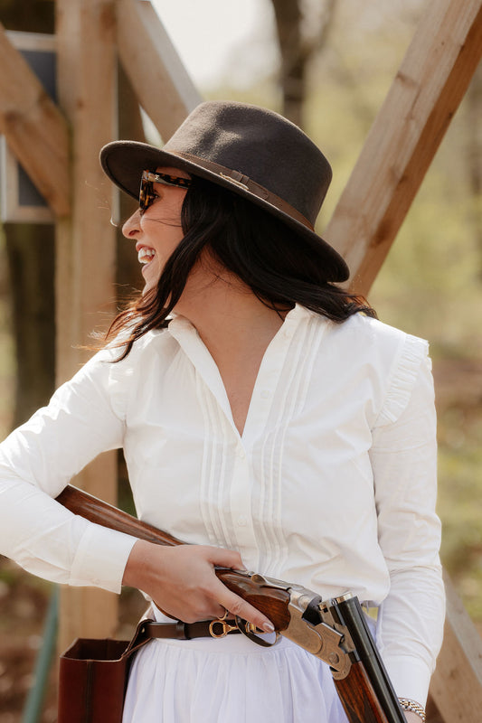 Charlotte Long-Sleeve Cotton Blouse – White